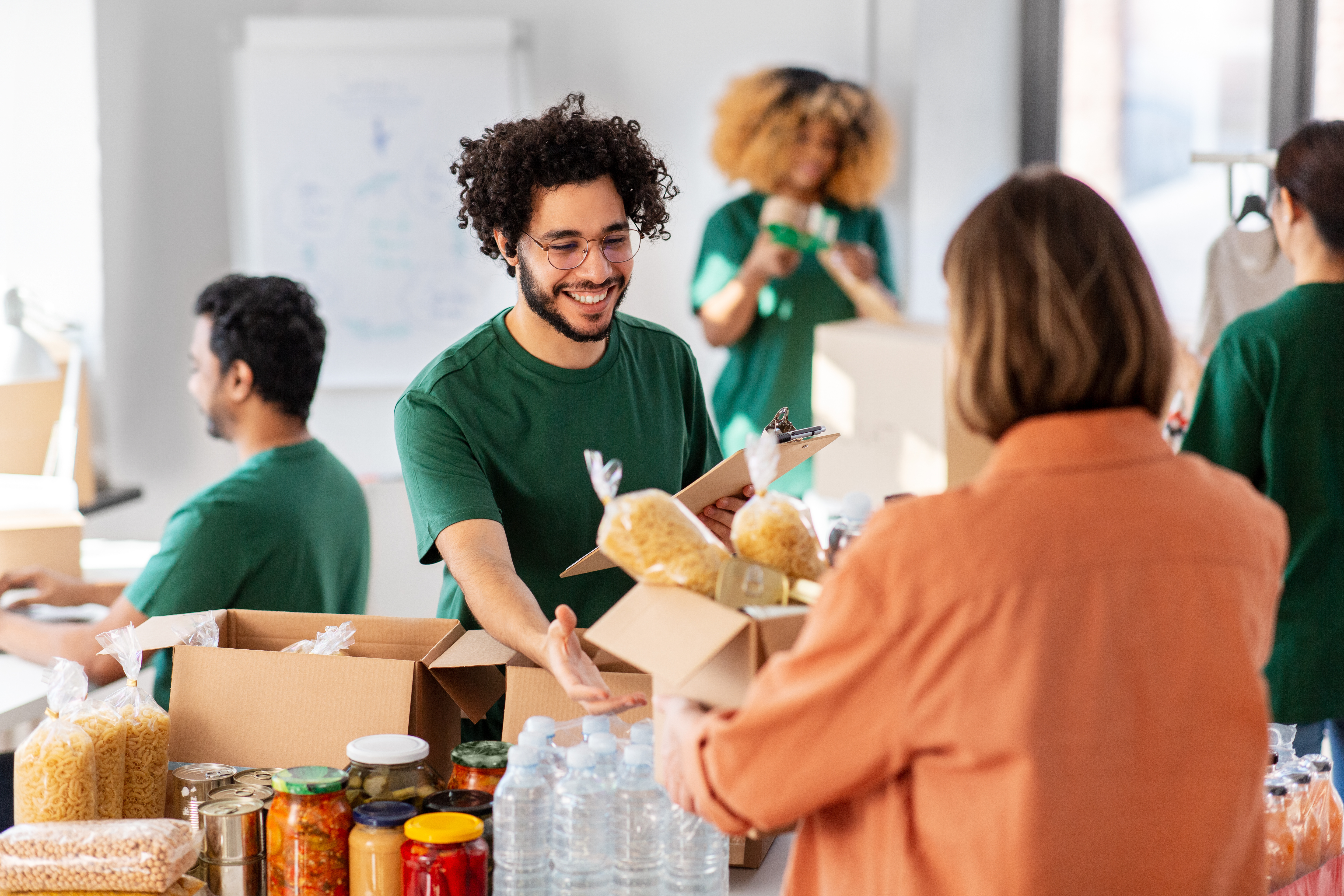 Food kitchen giving food to people